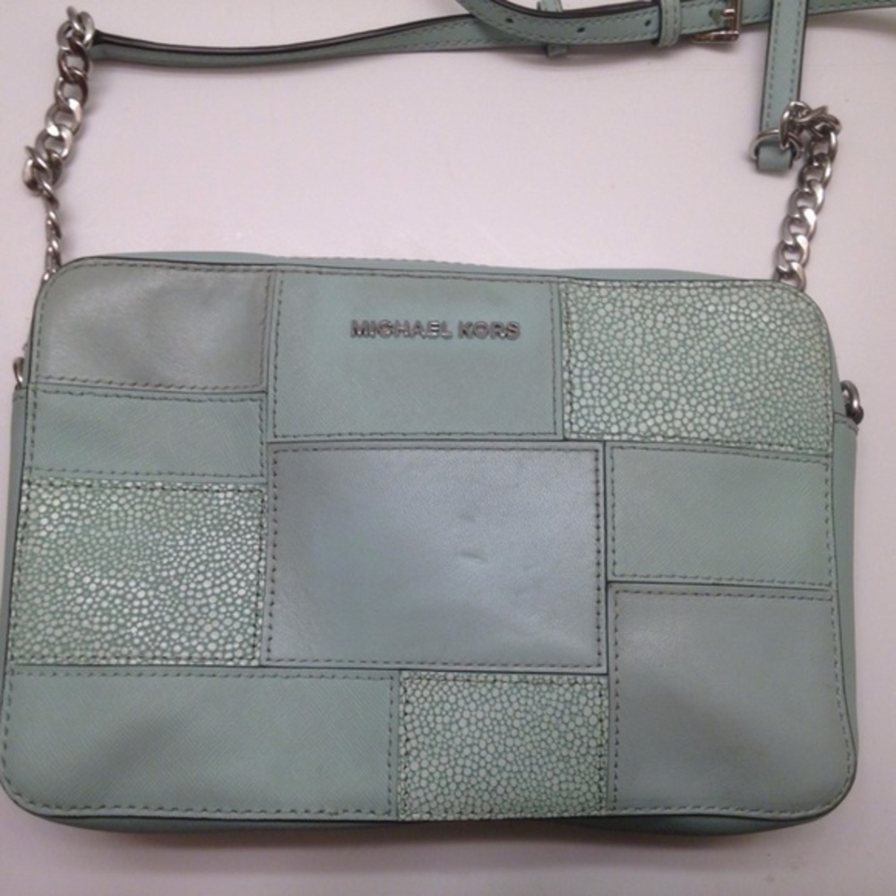 MICHAEL KORS light green crossbody messenger bag